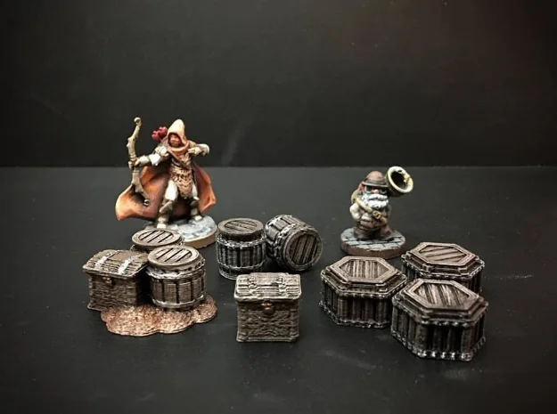 Delving Decor: Dwarven Loot Markers (28mm/Heroic scale), a preview image from Thingiverse