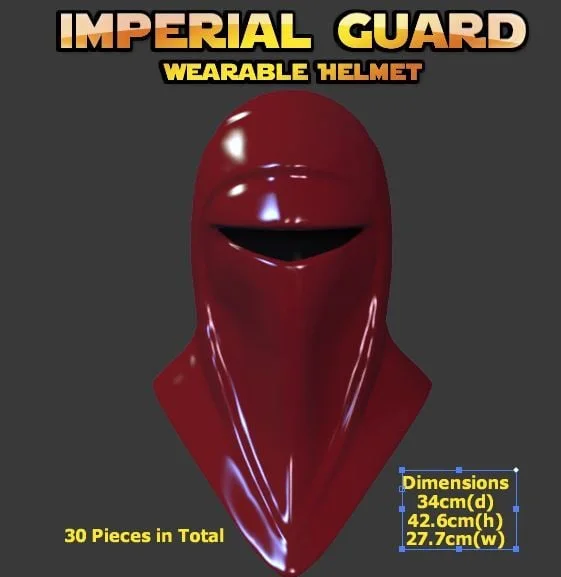 Full Scale Imperial Guard Costume Mask (30 Pieces), a preview image from Thingiverse