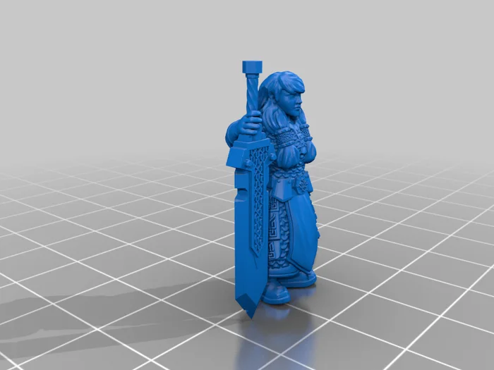 Female dwarf warrior, a preview image from Thingiverse