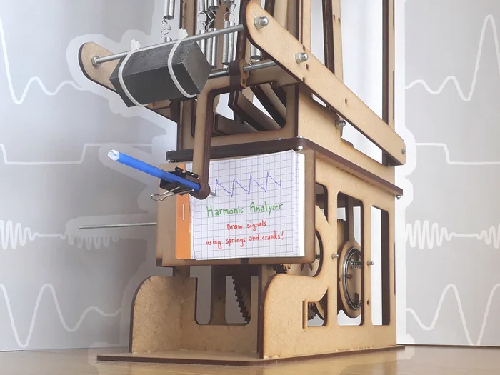 Harmonic Analyzer - A mechanical oscilloscope that uses gears and springs to add sines, a preview image from Thingiverse