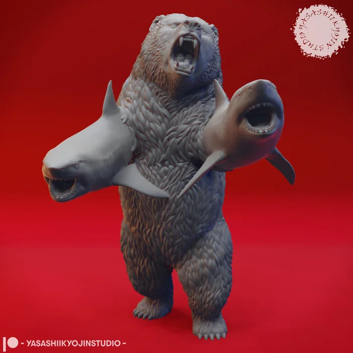Sharkenbear - Tabletop Miniature, a preview image from Thingiverse