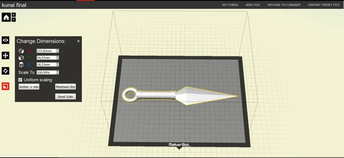 Kunai Knife from Anime Naruto for Cosplay, a preview image from Thingiverse