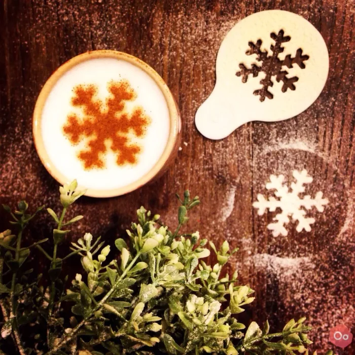 Snowflake - Coffee Decoration Template, a preview image from Threeding