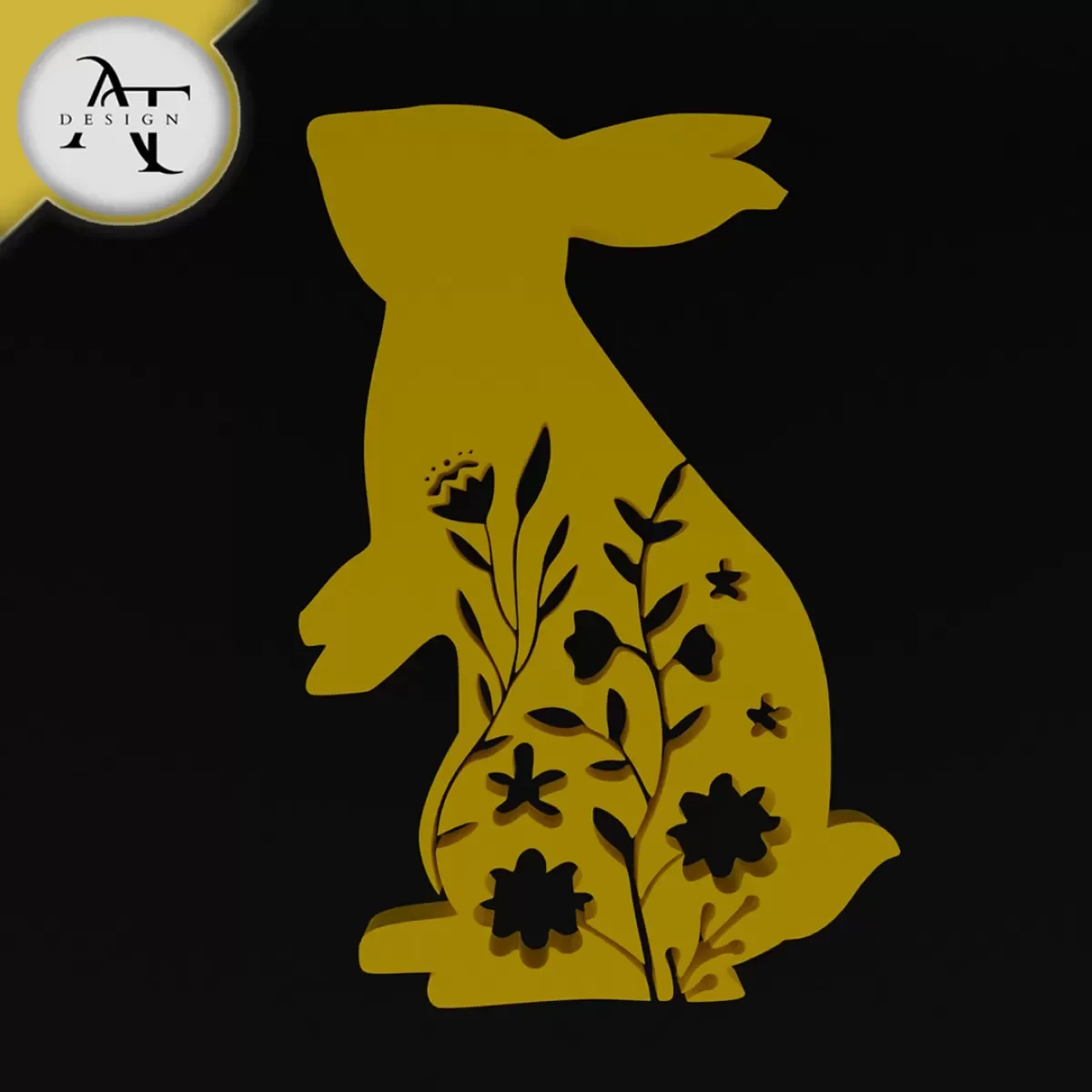 Easter bunny - Silhouette - 2D Wall Art Decor, a preview image from Threeding