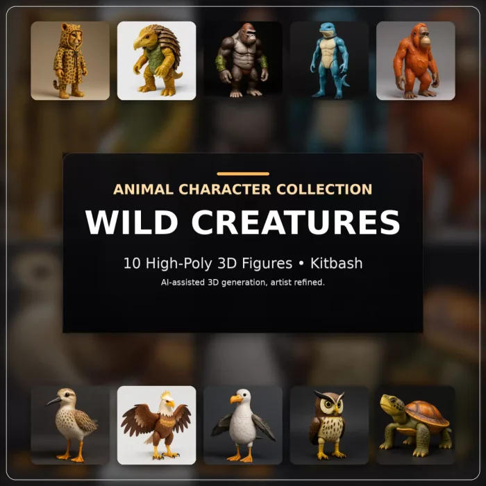 Wild Creatures Animal Character Collection, a preview image from Threeding