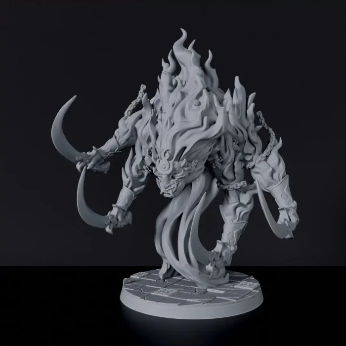 Sha'bur Badavdur - elemental fantasy miniature - Cult of Flame, a preview image from Titan Forge